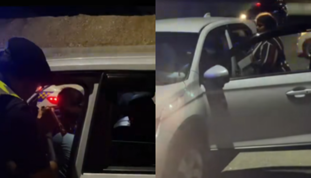 Ibu ‘Tahan’ Polis Di Tepi Jalan