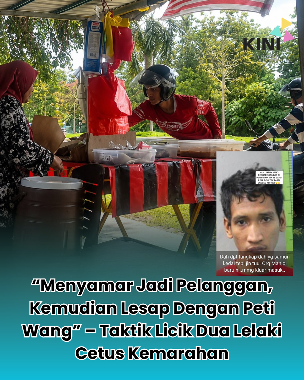 Peniaga Nasi Bajet Rugi Peti Wang Dan iPhone, Dua Lelaki Naik Yamaha Y15ZR Diburu Polis